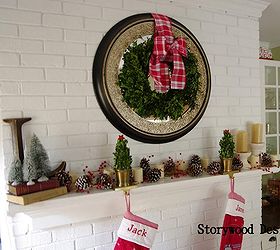 a holly jolly mantel, crafts, seasonal holiday decor, wreaths, My favorite a boxwood wreath with its gingham now