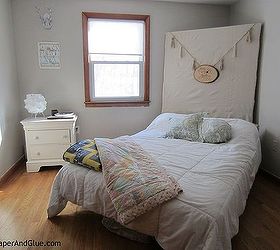 diy headboard necklace homehack, bedroom ideas, home decor, painted furniture
