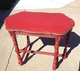 well needed facelift on a great little table, painted furniture, I love this color