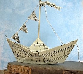 summery sheet music sailboats, crafts, All you need is sheet music string and a bamboo skewer