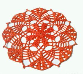 small crochet doily orange, crafts, home decor