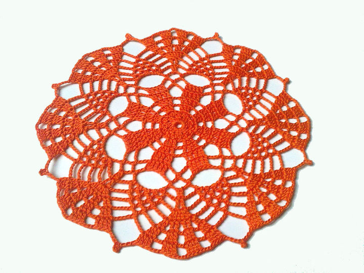 small crochet doily orange, crafts, home decor