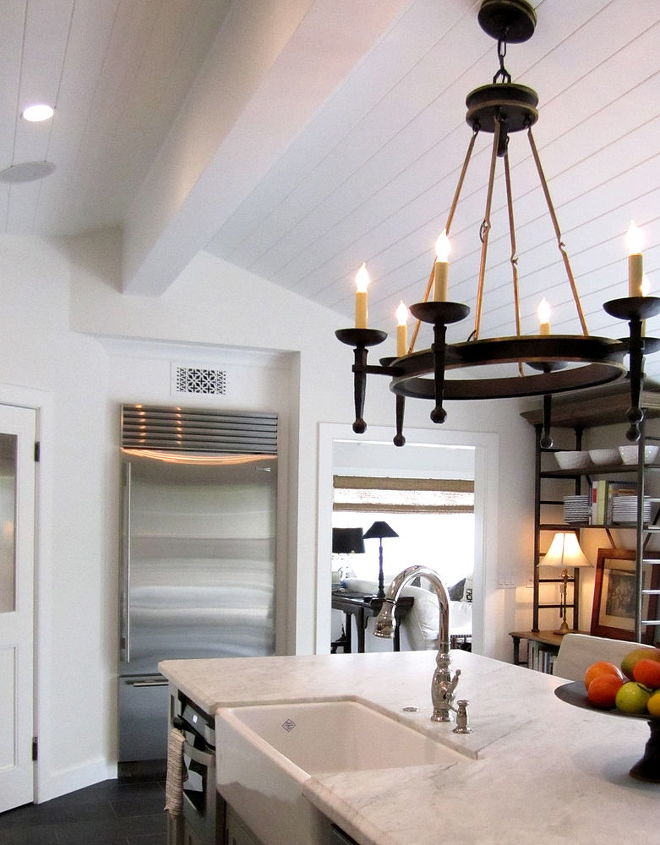 our beach cottage kitchen remodel, doors, home decor, home improvement, patio, Here you can see one of two industrial baker s racks flanking the patio French doors