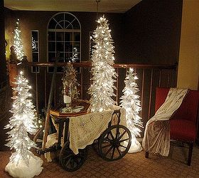 a winter vignette, christmas decorations, seasonal holiday decor, It has a special sparkle at night