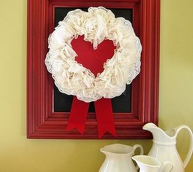 doily heart wreath, crafts, seasonal holiday decor, valentines day ideas, wreaths, I framed the wreath in 2012 for my February decor details here