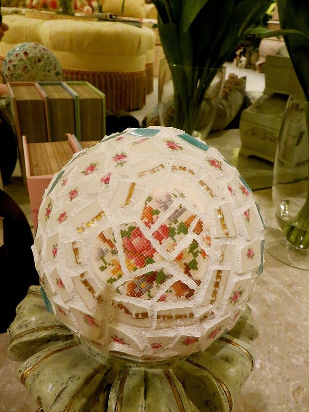 mosaic sphere made out of styrofoam ball, crafts