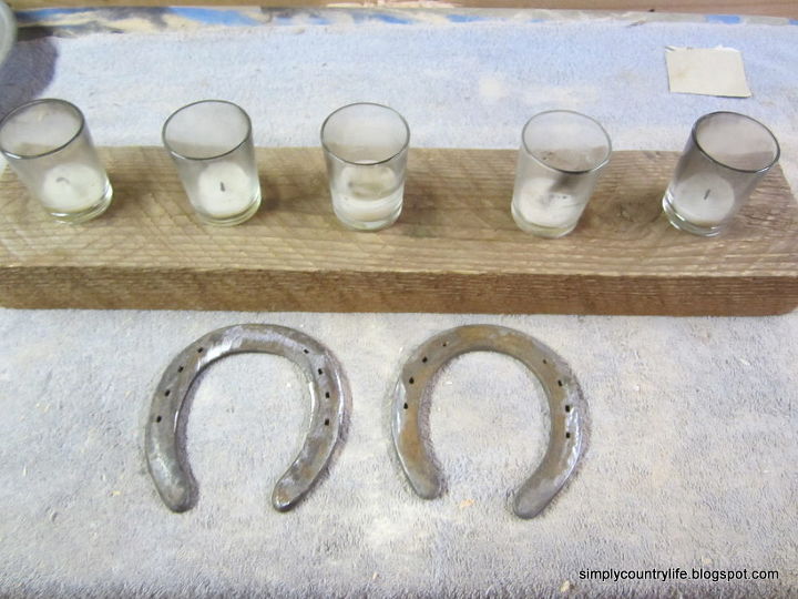 repurpose horseshoes and wood into a rustic country candle holder, crafts, repurposing upcycling, before