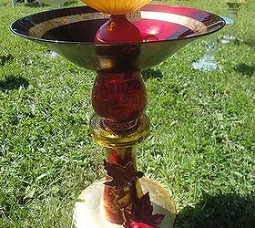 this is a birdbath i made from reclaimed glass vases plates bowls and an ashtray, gardening, repurposing upcycling