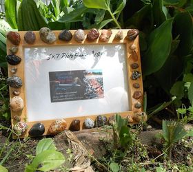 my lake superior rock collection, crafts, home decor, pallet, repurposing upcycling, this is an example of a 5x7 photo frame made as a wedding gift orders accepted and welcome