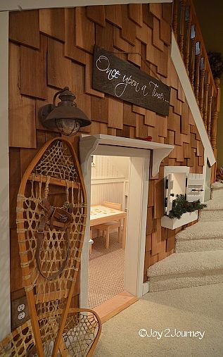 under the stairs playhouse inside and out who says girls can t build, home decor, woodworking projects, Under the Stairs From the outside