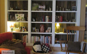 Built-in Bookcases Featuring Re-Claimed Pine Flooring