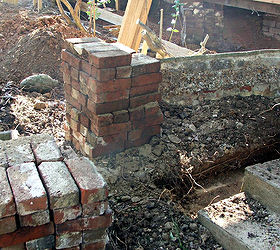 old house renovation story in the beginning, concrete masonry, curb appeal, home improvement, Rotten mortar has advantages Take the porch weight off and mortar falls right out Yikes No brick cleaning necessary