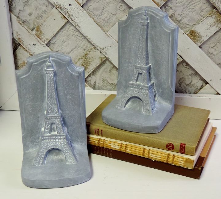 bringing country french style to your home with upcycled finds, crafts, home decor, painted furniture, repurposing upcycling, Upcycled Eiffel Tower Bookends