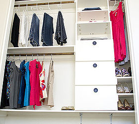 diy closet kit for under 50, closet, organizing, shelving ideas, storage ideas, Full picture of DIY Closet note extra storage on top shelf with bins