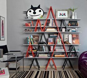 diy ladder project ideas, repurposing upcycling, shelving ideas, storage ideas, Well this is not a real old ladder but a ladder themed rack Still I adore the idea In my view it would fit nicely in a contemporary home