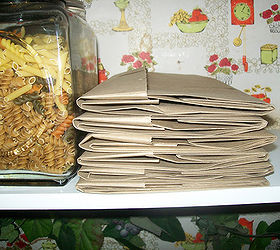 folding grocery bags for easy storage, cleaning tips, repurposing upcycling, storage ideas, Here s my nice and neat stack of folded grocery bags
