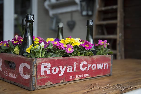 i am a member of crate collectors anonymous, home decor, repurposing upcycling, Lined with plastic crates are wonderful containers for flowers