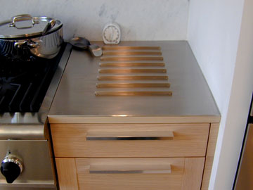 stainless steel, 1 8 Solid Brushed Stainless Steel Countertop with Beveled Edge