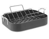 thanksgiving kitchen essentials, appliances, kitchen design, Calphalon Unison Sear Nonstick Roaster with Rack Heavy gauge hard anodized aluminum with three interlocking nonstick layers provides excellent heat conduction and uniform cooking exterior won t chip peel stain or scratch