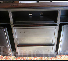 repurposing a china cabinet into the perfect tv stand, chalk paint, painted furniture, repurposing upcycling, A couple coats of home made black chalk paint transformed this piece