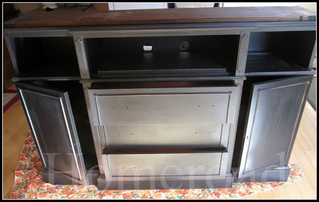 repurposing a china cabinet into the perfect tv stand, chalk paint, painted furniture, repurposing upcycling, A couple coats of home made black chalk paint transformed this piece