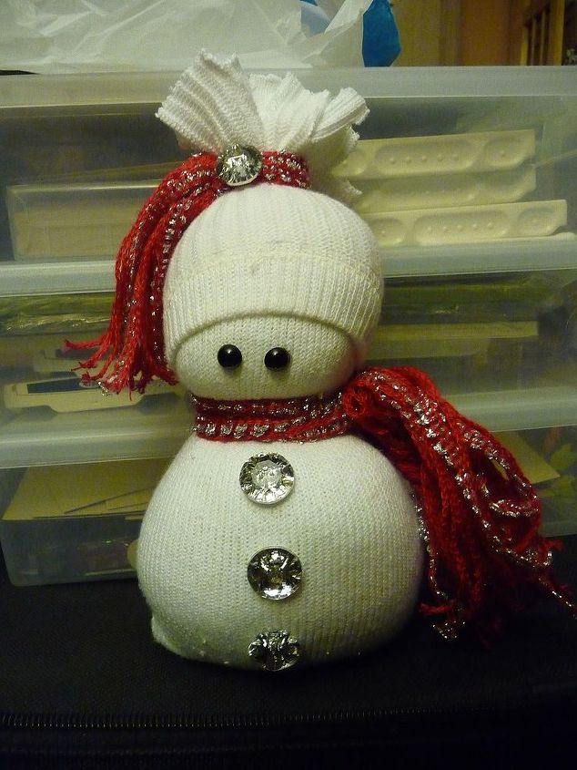 sock snowmen or snow babies as i like to call them, This one is made with a men s tube sock Makes a very large snowman
