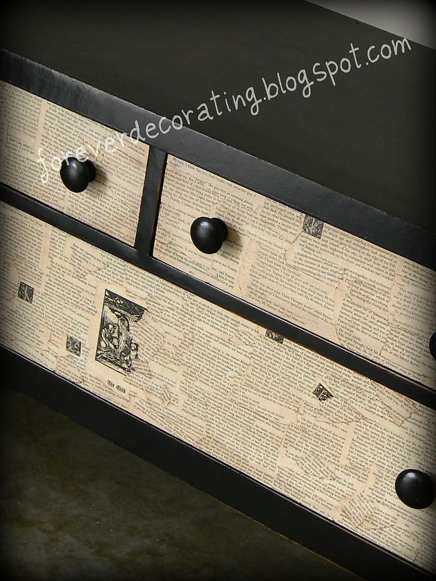 Book Page Decoupaged Dresser Hometalk