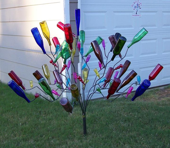 i am wondering if any of you have bottle trees in your yard this one is manmade, crafts, gardening, Bottle Trees