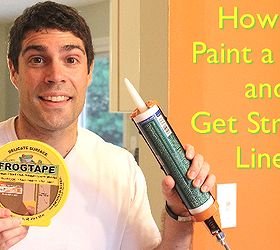 how to paint a wall get perfectly straight lines, paint colors, painting, wall decor, Use Frog Tape with Silicone Caulk for straight paint lines
