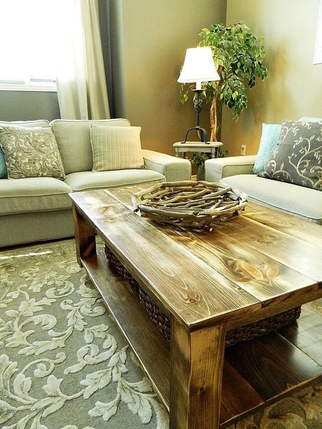 diy rustic coffee table with storage in about 3 or 4 days, diy, painted furniture, rustic furniture, woodworking projects, It just fits the room perfectly