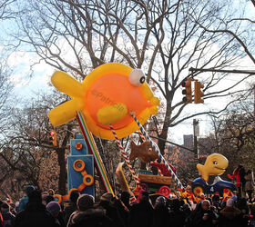 id needed re characters in entertainment, seasonal holiday d cor, thanksgiving decorations, An unidentified school of fish march swim out of water in Macy s 2013 Thanksgiving Parade View Three at CPW Image featured