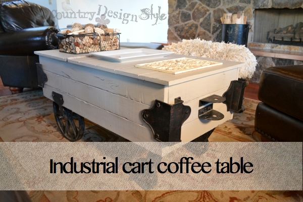 industrial cart coffee table make over, painted furniture, repurposing upcycling, woodworking projects, Faux industrial cart made over to fit our needs in the living room
