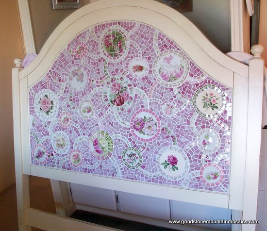 shabby chic rose mosaics, home decor, shabby chic, Queen Size Mosaic Headboard Custom Order