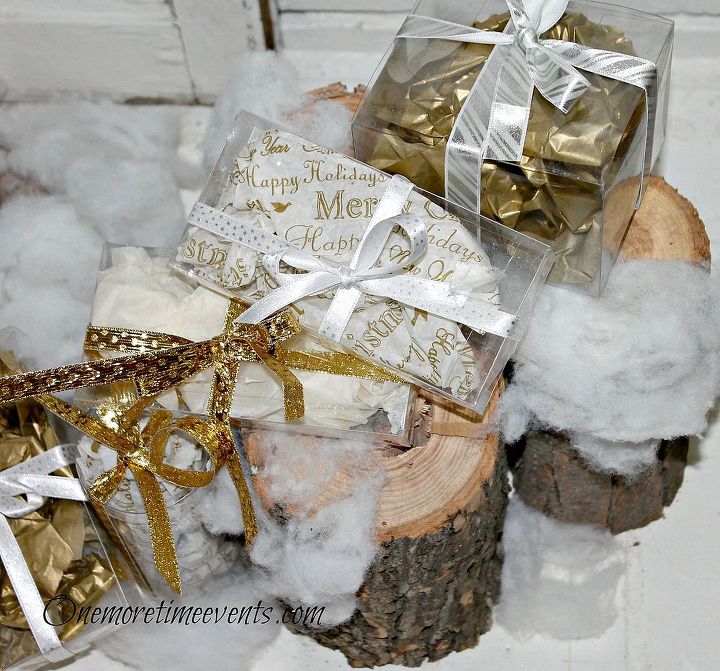 christmas decorating ideas around your fireplace, crafts, fireplaces mantels, repurposing upcycling, seasonal holiday decor, recycling plastic boxes into decorated presents