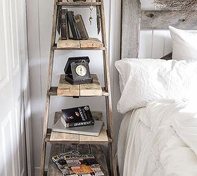 tight for space for a side table go up with a ladder, bedroom ideas, home decor, painted furniture, repurposing upcycling, shelving ideas