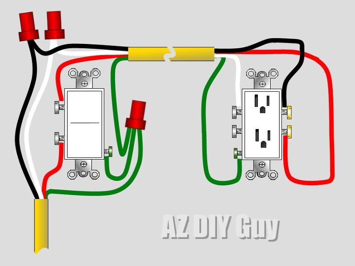 wiring a split switched receptacle, electrical, home maintenance repairs, how to, Wiring a half switched plug with three wires ground