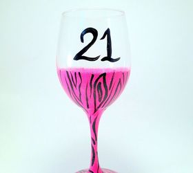 painted wine glass by brushes with a view, painting, Happy 21 St Birthday by Brushes with A View