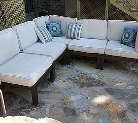 how to clean and renew outdoor furniture and stained cushions, after clean up and a coat of Stain and Seal from Faux FX