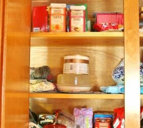 organizing kitchen cabinets with a cork message center, kitchen cabinets, kitchen design, organizing, It also houses our dessert and baking section as well as the hot chocolate and popcorn section