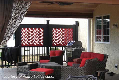 a privacy porch offers relaxation, landscape, outdoor living, porches, Lattice panels can be custom made in different shapes and colors to provide privacy on porches and decks Photo courtesy of Acurio Latticeworks