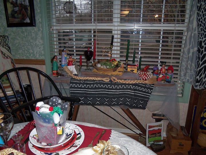 last days of christmas dinning room, seasonal holiday d cor, My interpretation of Kwanzaa on the ironing board