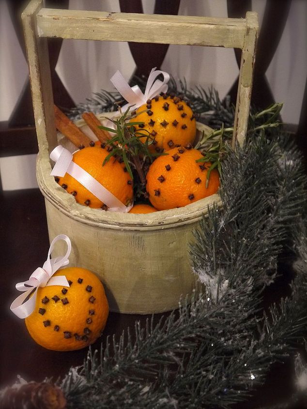 fragrant pomander topiary diy, seasonal holiday d cor, arrange in a basket for a centerpiece or display