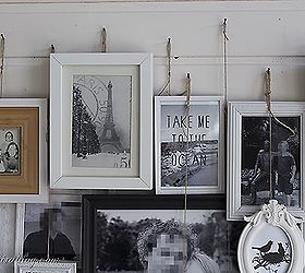 layered photo frames mantel a different kind of gallery wall, fireplaces mantels, home decor, wall decor, All the frames are hung with a string of twine