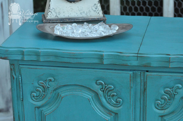 french country server with a pop of color, painted furniture, Custom mix of Maison Blanche Vintage Colette and French Blue
