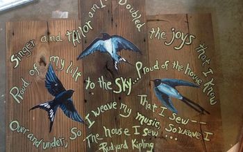 Barn Swallows and Verse on Reclaimed Wood