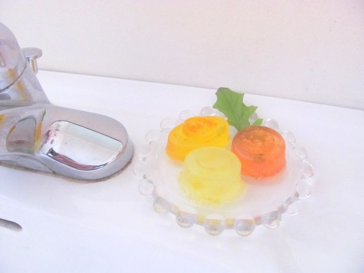 making natural citrus soaps, crafts, And at work in my bathroom Lemon Orange and Grapefruit Soaps