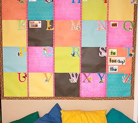 basement playroom, basement ideas, home decor, Word wall made from scrapbook paper and ribbon