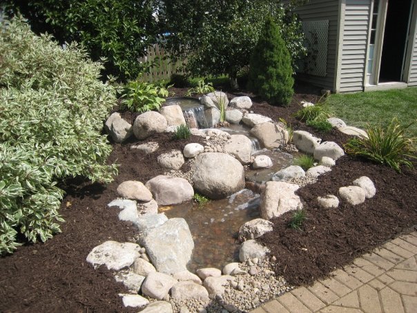 backyard pondless waterfall, landscape, outdoor living, patio, ponds water features, After the homeowners now have a beautiful waterfall next to their patio