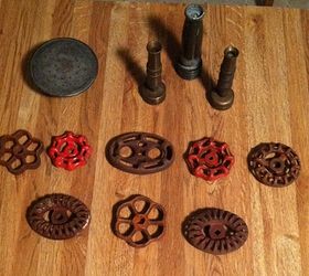 picked these up at an estate sale yesterday, repurposing upcycling, Watering can nozzle brass hose nozzles and an assortment of spigot handles