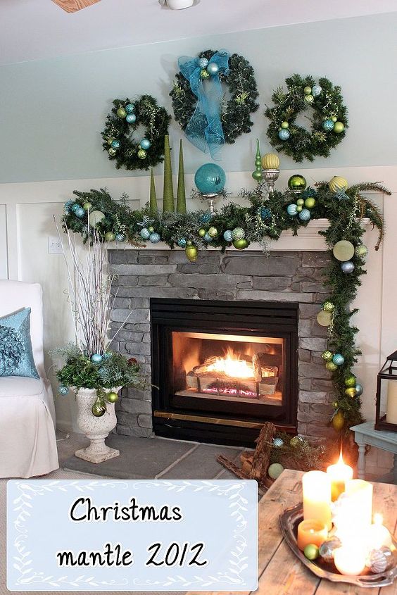 our christmas mantle 2012, christmas decorations, fireplaces mantels, living room ideas, seasonal holiday decor, wreaths, I love how the swag turned out
